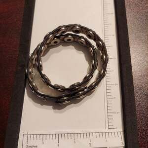 Vintage Guang Tong Gray & Black Tone Pebble Leather Bracelet